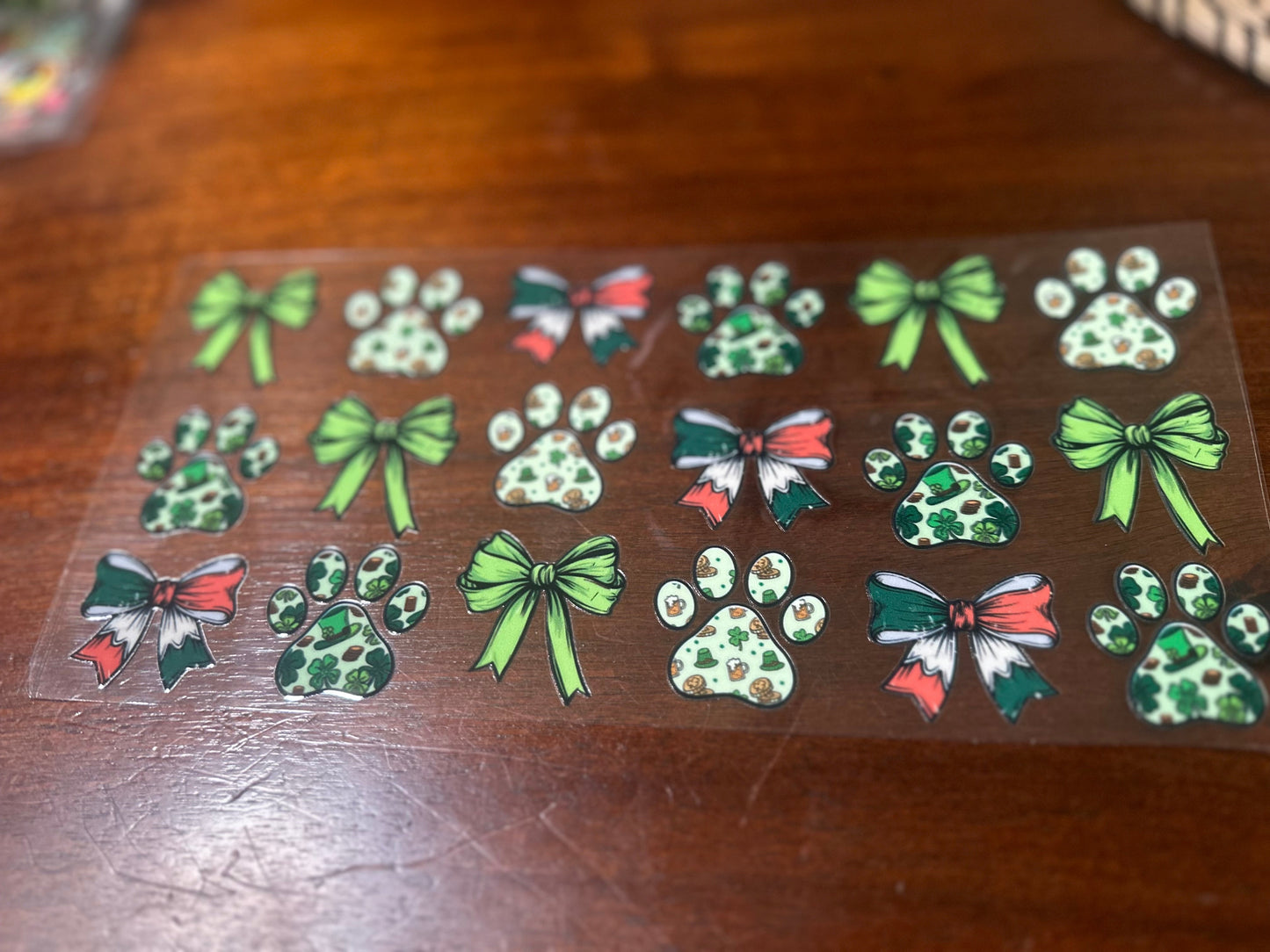 Dog paws and bows