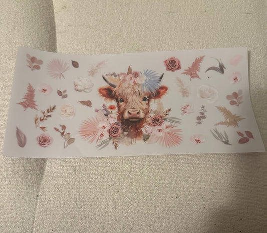 Flowers with highland cow