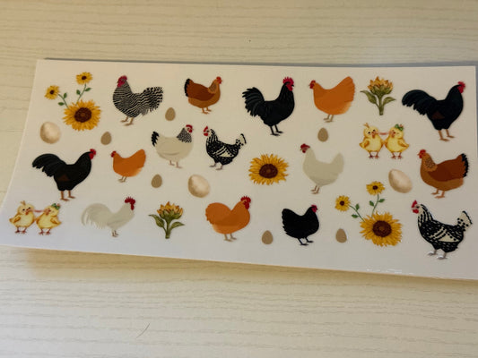 Chickens flowers and eggs
